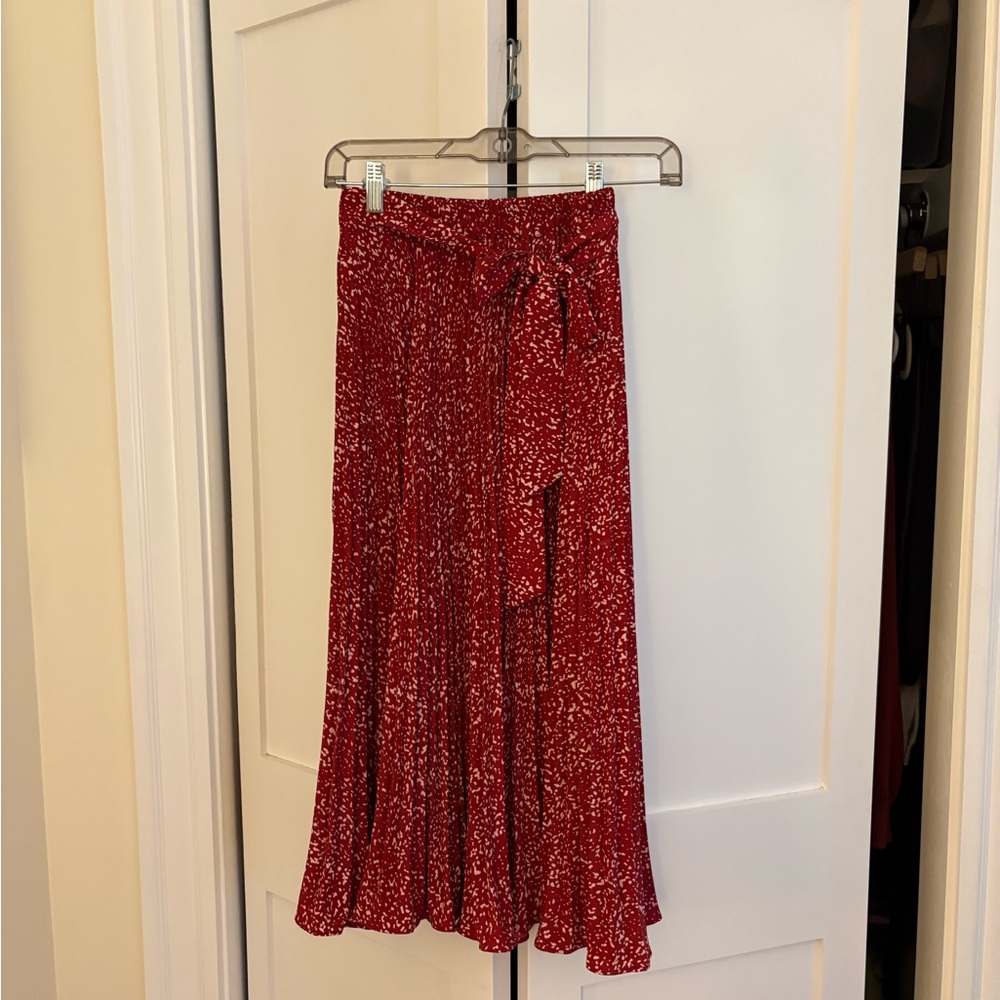 CAbi Tie-Waist Red Printed Maxi Skirt